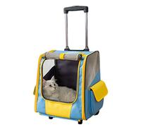 LANAZU Caja con Carrito de Viaje para Perros pequeños, Mochila para Mascotas de Lados Suaves, Cochecito para Gatos con Ruedas, Adecuado para Salir y de Vacaciones