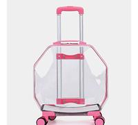 LANAZU Caja con Carrito para Perros y Gatos, Bolsa de Transporte Multifuncional Transparente panorámica de 360° para Perros, Adecuada para Viajes y Salidas