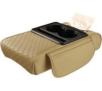 LANAZU Cojín Protector para Reposabrazos de Coche para Audi A7 2012-2018, Funda Reposabrazos con Portavasos Antideslizante Resistente,Beige/B