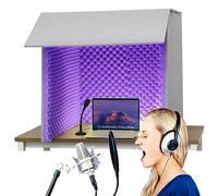 LANAZU Cubierta insonora de Escritorio, Estudio de grabación portátil, Cabina insonorizada de 31 Pulgadas x 31 Pulgadas para Oficina (Purple)