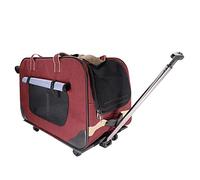 LANAZU Mochila con Carrito para Mascotas, Caja de Transporte para Perros y Gatos pequeños, Ruedas Desmontables, Adecuada para Viajar y Salir (Red)