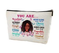 LANBAIHE Bolsa de cosméticos afroamericana de regalo - You are Unique Special Lovely Chosen Forgiven Travel Makeup Bag Zipper Bag Black Gir & Women Gift Inspirational Gifts for Friends Sisters, Beige
