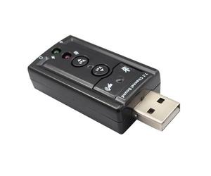 lanbao881 - Adaptador de Tarjeta de Sonido 7.1 (USB Externo, Incluye Lector de Tarjetas), Color Negro