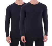 LANBAOSI Pack de 2 camisetas interiores térmicas y de esquí, ropa interior funcional para hombre, ropa interior de manga larga para hombre, ropa interior cálida de invierno, Negro , XXL