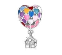 LANBEIDE Abalorios de plata de ley 925 con diseño de casa de globos para Pandora, dijes de viaje multicolor para pulseras Pandora, regalos para mujeres y niñas, Plata esterlina