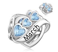 LANBEIDE Charms de piedra natal para Pandora Charms de plata de ley con corazón para pulsera Pandora Regalos para ella, Plata de ley Zirconia cúbica, Perla