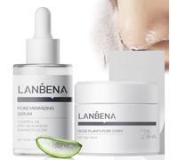LANBENA Kit 3 en 1 para eliminar puntos negros, 30 g, serum para poros de 30 ml + tiras de papel para eliminar puntos negros, minimizador