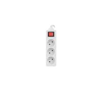 Lanberg Regleta LANTERGE Curve 3 m blanca 3x 230V con interruptor y disyuntor de cobre