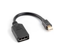 Lanberg Adaptador Mini DISPLAYPORT Macho A DISPLAYPORT Hembra AD-0003-BK RESOLUCION hasta 1920X1200 60HZ Cable 12 CM Negro