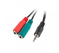 Lanberg Adaptador Jack 3.5mm a 2xJack 3.5mm Macho/Hembra 20cm Negro