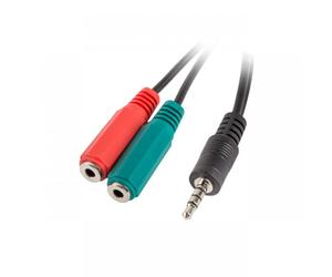 Lanberg Adaptador Jack 3.5mm a 2xJack 3.5mm Macho/Hembra 20cm Negro