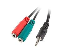 Lanberg Adaptador Jack Estereo 3.5 Macho A 2X Jack 3.5MM Hembra AD-0023-BK Cable 20CM
