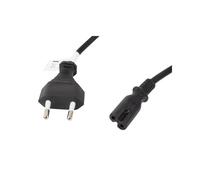 Lanberg - CA-C7CA-11CC-0030-BK cable de transmisión Negro 3 m CEE7/16 C7 acoplador