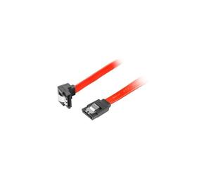 LANBERG Cable SATA Data II (6GB/S) F/F 30CM; Metal Clips Angled Red