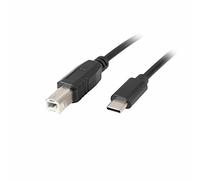 Cable usb lanberg usb tipo c m a usb tipo b m 2.0 1.8m ferrita negro