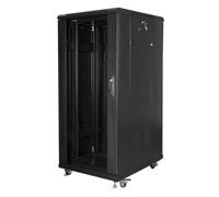 ARMARIO LANBERG RACK 19" 27U 600X800 FLAT PACK NEGRO PUERTA CRISTAL CON LCD
