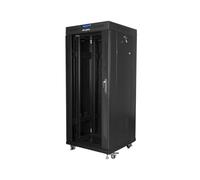 LANBERG Free Standing Rack 19inch Cabinet 27U 600x600 Glass Door LCD Flat Pack juodas