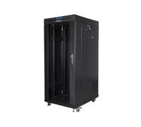 LANBERG Gabinete de 19 Pulgadas, 27U, 800 x 1000 cm, Cristal LCD, Paquete Plano juodas