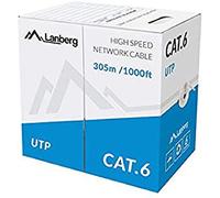 Bobina de cable lanberg rj45 cat6 utp awg23 305m gris lcu6-10cc-0305-s