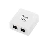 Lanberg ROSETA DE PARED OU5-0002-W - 2*RJ45 CAT.5E - CONECTORES IDC/LSA - PERMITE CABLES 26-22 AWG - BLANCO