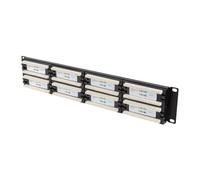 Patch panel lanberg 48 puertos 2u 19 pulgadas cat.6 negro