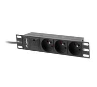 Lanberg PDU-03E-0200-BK 1U Regleta 3 salidas tipo E Protección Sobretensiones 2m