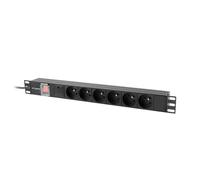 Lanberg PDU-06E-0200-BK 1U Regleta Monofásica 6 Salidas Tipo E Aluminio Conmutado 16A 200cm