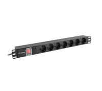 REGLETA LANBERG 1U 10A 7X SCHUKO RACK 19" 2M NEGRO C14