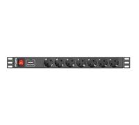 Lanberg unidad de distribución de energía (PDU) PDU-07F-0200-IEC-BK 7 salidas AC 1U Negro