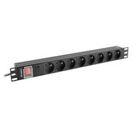 Lanberg Regleta PDU Rack 19" PDU-08E-0200-BK 1U 16A 8x230 V PL 2 m Negra