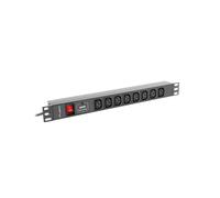 Lanberg - PDU-08I-0200-C20-BK unidad de distribución de energía (PDU) 8 salidas AC 1U Negro