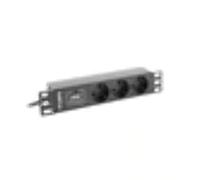 Lanberg Regleta PDU PDU-03F-0200-IEC-BK 1U Rack 10" 3x Schuko 16A 2m Negro