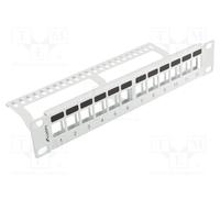 LANBERG - Parche para panel, color blanco, 12 PUERTOS 1U con organizador para módulos keystone, color gris