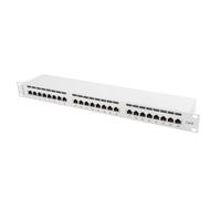 Lanberg Panel de parcheo 24 puertos 1U Cat.6 apantallado gris