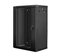 Bastidor de pared Lanberg WF01-6422-10B 22U 60kg Negro Autoinstalable IP20 Puerta de cristal