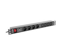 LANBERG REGLETA 1U 10A Rack 19 8X Socket Negro 2M