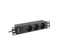 Lanberg Regleta PDU PDU-03F-0200-IEC-BK 1U Rack 10" 3x Schuko 16A 2m Negro