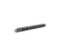 "Lanberg REGLETA DE POTENCIA RACK PDU (1U, 16A, 2XC19, 8XC13) - PDU-02I1908I-0200-C20-BK"