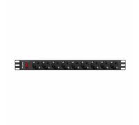 Lanberg - PDU-09F-0300-BK unidad de distribución de energía (PDU) 9 salidas AC 1U Negro, Gris
