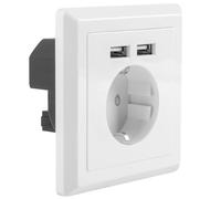 LANBERG Roseta DE Pared AC-WS01-USB2-F con Toma SCHUKO 16A Y 2 Puertos USB 2.1A Color Blanco