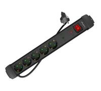 Lanberg Regleta SP1-05F-0300-BK 5 tomas Schuko Protección hasta 2500W Negra 3 m
