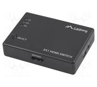 Lanberg Conmutador HDMI 4K 3 entradas Micro USB Control remoto Negro