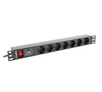 Regleta lanberg 1u 16a rack 19 7x socket negro 2m