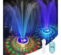 LanBlu Fuente Flotante para Piscina con Espectáculo de Luces, Recargable a Pilas Fuente Flotante con Ancla, 7 Modo de Iluminación Fuente de Agua para Piscina LED, Flotante Fuente para Estanque Piscina