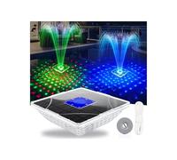 LanBlu Fuente Solar con Espectáculo de Luces, 24*24CM Fuente Flotante para Piscina con Ancla, 7 Modo de Iluminación Fuentes Solar Jardin Exterior, Flotante Fuentes Solars para Estanque Piscina Jardin