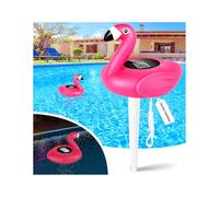 LanBlu Termómetro Piscina Flotante, Flamingo Termómetros Piscinas Digital, Termómetro de Piscina Solar con Luz de Fondo para Fácil de leer por la noche, Termómetros Digital para Piscinas Estanque Spa