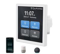 LANBON Interruptor de luz inteligente LCD L10, 1/2/3/4 banda/cortina, interruptor inteligente táctil de pantalla grande, interruptor de luz Tuya Wifi 6 en 1 funciona con Alexa/Google Home para todo el