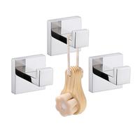 LANC Ganchos De Toalla De Baño Cromo Pulido Heavy Duty Percha Cuadrado Abrigo Gancho Albornoz Cocina Garaje Ganchos De Pared De Acero Inoxidable De Pared De 3 Piezas, A8805CP-P3