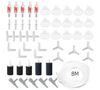 LANCARE 51 accesorios para bomba de aire, accesorios para acuario, incluye manguera de silicona transparente de 8 m, válvulas antirretorno de piedra de oxígeno, ventosas, válvula reguladora y conector