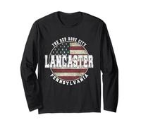 Lancaster Pennsylvania, Bandera Americana Vintage Manga Larga